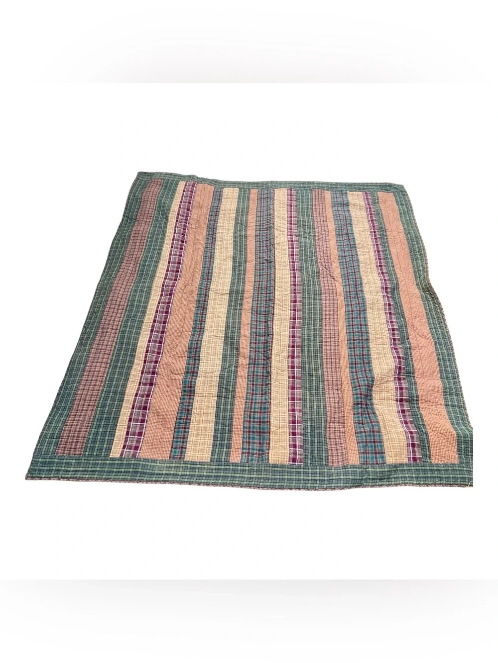 Vintage Cozy Things 100% Cotton Autumn Plaid Quilt Boho Full Queen 🍂✨